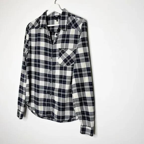 PAIGE Cream & Blue Plaid Button-Down Shirt Versatile Casual & Workwear Essential - Picture 3 of 9
